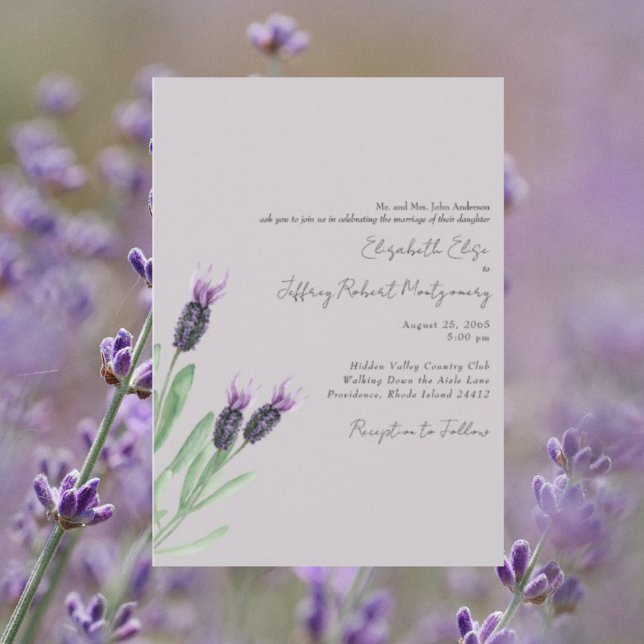 Invitation Mariage moderne Lavender Watercolor (Créateur téléchargé)