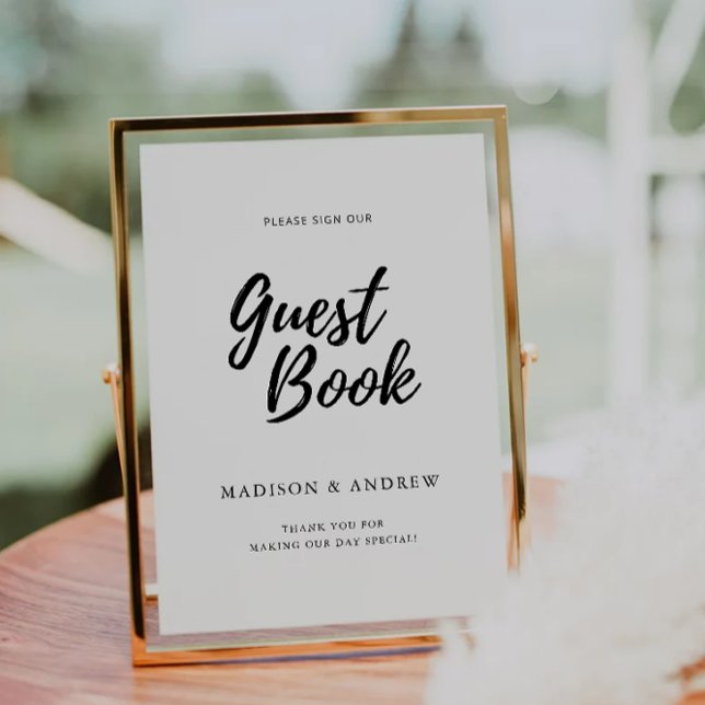 Invitation Mariage moderne Livre d'or Signataire Modèle (Modern Wedding Guest Book Sign Template)