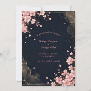 Invitation Mariage Moderne Luxueux Fleur de Sakura