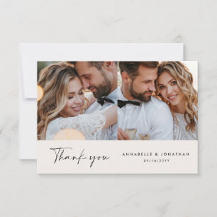 Invitation Mariage moderne minima multi photo merci chic