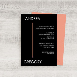 Invitation Mariage moderne minimaliste à rayures noires et co