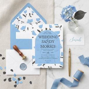 Invitation Mariage Moderne Minimaliste avec Arche Florale Ble