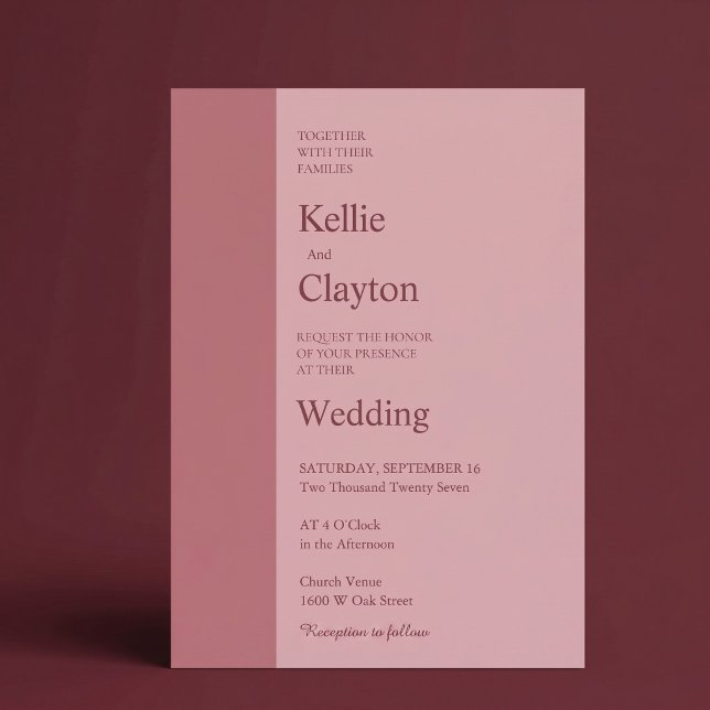 Invitation Mariage Moderne Minimaliste Bar à Rougeur (Créateur téléchargé)