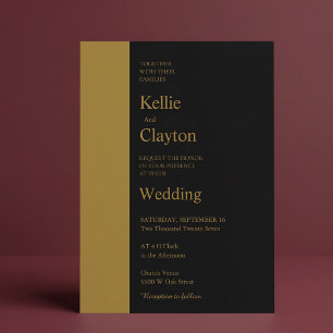 Invitation Mariage Moderne Minimaliste Barre Dorée