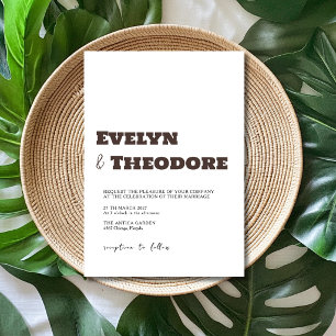 Invitation Mariage Moderne Minimaliste Brun Espresso