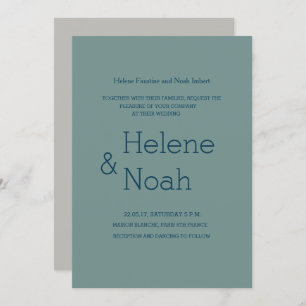 Invitation Mariage moderne minimaliste chic bleu gris vert