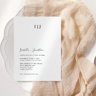 Invitation Mariage moderne minimaliste classique noir et blan