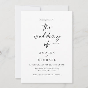 Invitation Mariage Moderne Minimaliste Écriture Manuscrite