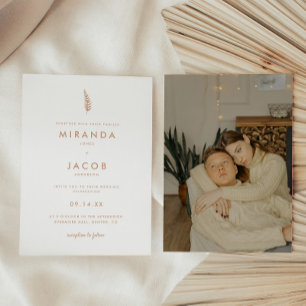 Invitation Mariage Moderne Minimaliste Feuille de Palmier Bei