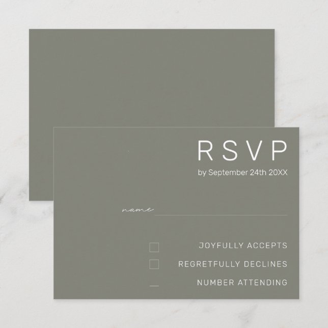 Invitation Mariage Moderne Minimaliste Gris Cuirassé Élégant (Devant / Derrière)