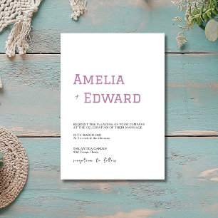 Invitation Mariage Moderne Minimaliste Mauve et Noir