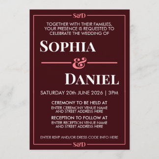 Invitation Mariage Moderne Minimaliste Modifiable