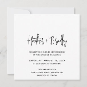 Invitation Mariage moderne minimaliste noir et blanc