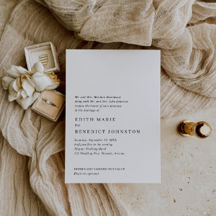 Invitation Mariage moderne minimaliste noir et blanc