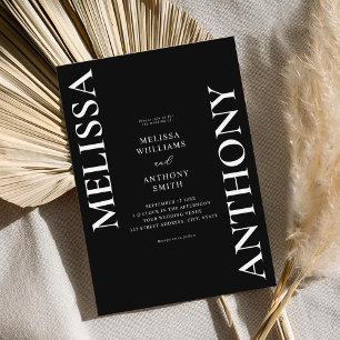 Invitation Mariage moderne minimaliste noir et blanc