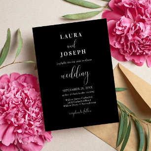 Invitation Mariage Moderne Minimaliste Noir et Blanc