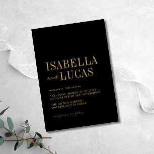 Invitation Mariage Moderne Minimaliste Noir & Or
