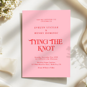 Invitation Mariage Moderne Minimaliste Rétro Rose et Rouge