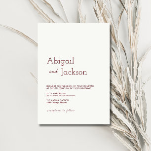 Invitation Mariage Moderne Minimaliste Texte Bourgogne