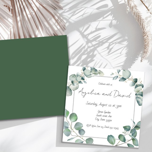 Invitation Mariage moderne minimaliste vert eucaluptus (Créateur téléchargé)