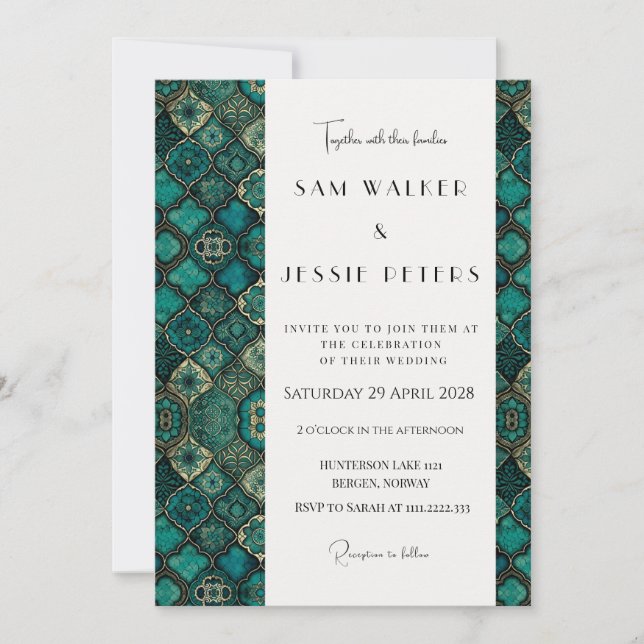 Invitation Mariage moderne moderne Motif élégant (Devant)