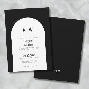 Invitation Mariage Moderne Noir Blanc Arch