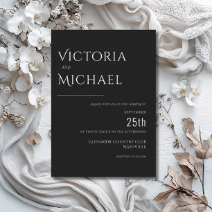 Invitation Mariage moderne noir et blanc