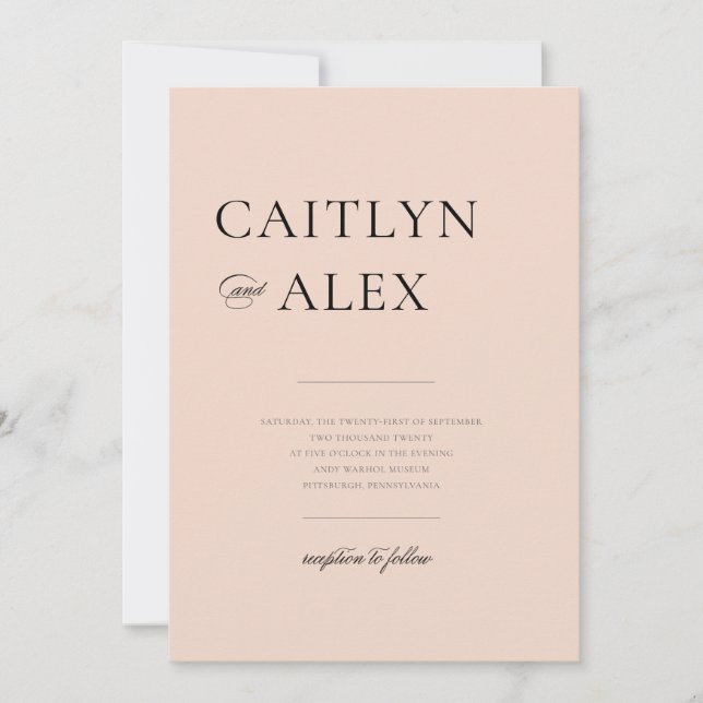 Invitation Mariage moderne noir et blanc (Devant)