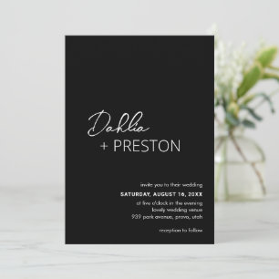 Invitation Mariage moderne noir minimal