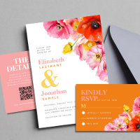 Mariage moderne Peach Pink Orange Yellow Poppies