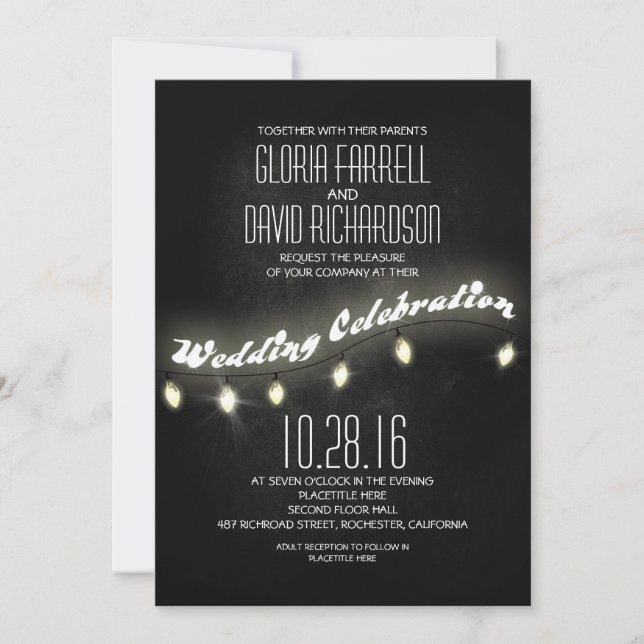 Invitation mariage moderne romantique noir tableau noir invit (Devant)