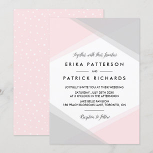 Invitation Mariage moderne rose et gris Abstrait