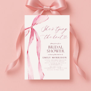 Invitation Mariage Moderne Rose Pâle avec Nœud