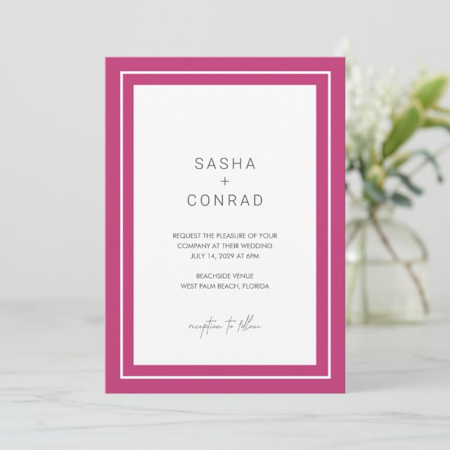 Invitation Mariage moderne rose Sasha (Debout devant)