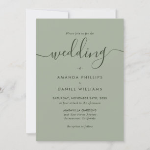 Invitation Mariage moderne Sage Green