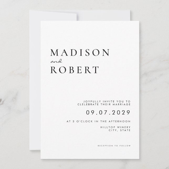 Invitation Mariage moderne simple (Devant)