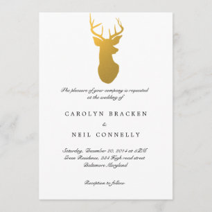 Invitation Mariage moderne Simple Classy Gold Antler