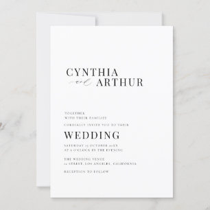 Invitation mariage moderne simple noir et blanc