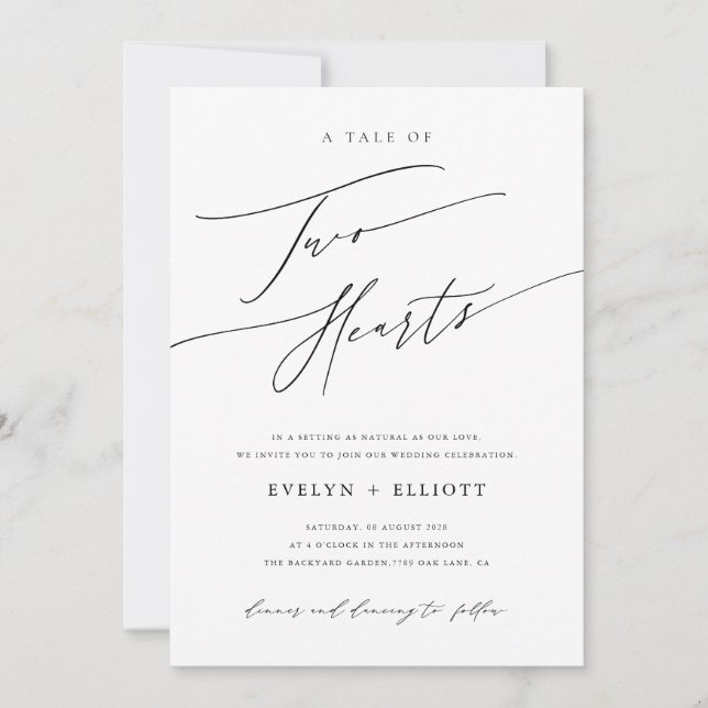 Invitation Mariage moderne simple noir et blanc intemporel (Devant)