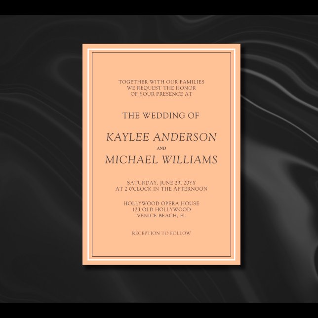 Invitation Mariage moderne simple Peach Fuzz (Créateur téléchargé)