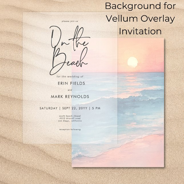 Invitation Mariage moderne Sunset Beach Arrière - plan Vellum (Créateur téléchargé)