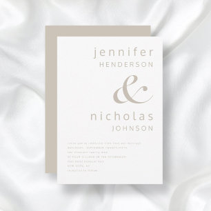 Invitation Mariage moderne Taupe Ampersand