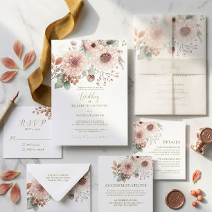 Invitation Mariage Moderne Tendance Fard à Joues Rose Poussié