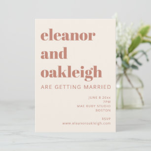 Invitation Mariage Moderne Terracotta Crème Typographie Gras