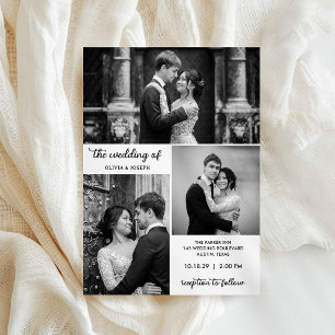 Invitation Mariage Moderne Trois Photos