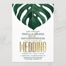 Mariage moderne Tropical Suisse feuille d'or au fr