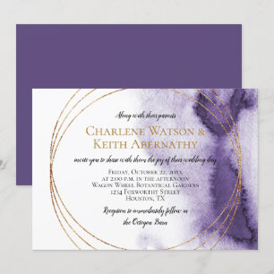 Invitation Mariage moderne Ultra violet violet Cercles or vio
