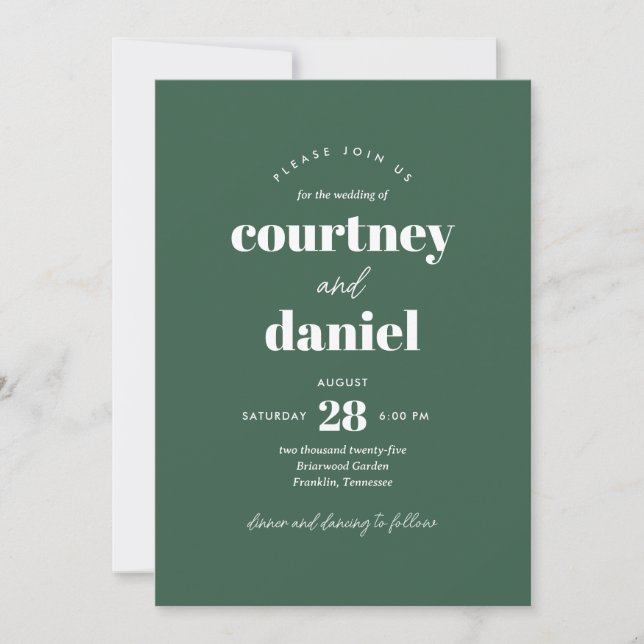 Invitation Mariage moderne vert tendance Mix Match (Devant)