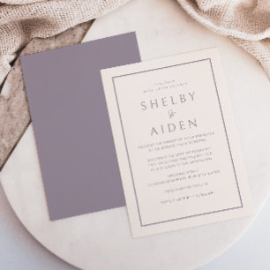 Invitation Mariage moderne violet minimal