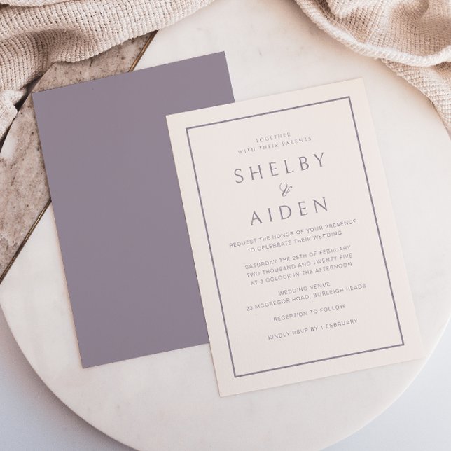 Invitation Mariage moderne violet minimal (Créateur téléchargé)